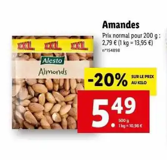 Lidl Amandes Alesto offre