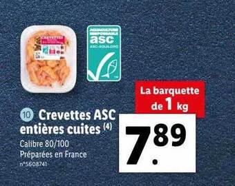 Lidl Crevettes Asc Entières Cuites offre