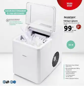 Lidl Silvercrest Fabrique à Glaçons offre