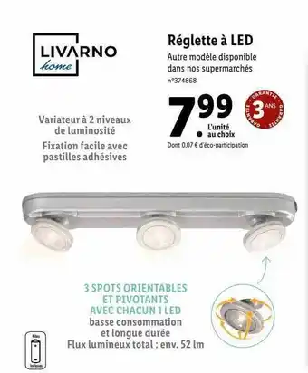 Lidl Livarno Home Réglette à Led offre