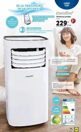 Lidl Comfee Climatiseur Portable offre