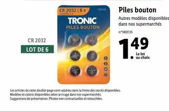 Lidl Piles Bouton offre