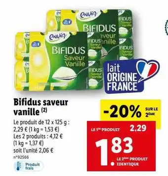 Lidl Bifidus Saveur Vanille offre