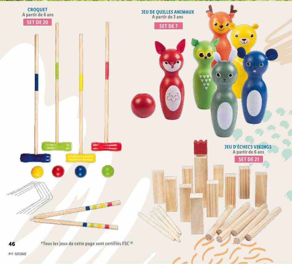 Promo Croquet, Jeu De Quilles Animaux, Jeu D'échecs Vikings chez Lidl