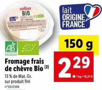 Lidl Fromage Frais De Chèvre Bio offre