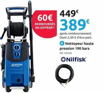 Mr Bricolage Nettoyeur Haute Pression 190 Bars Nilfisk offre