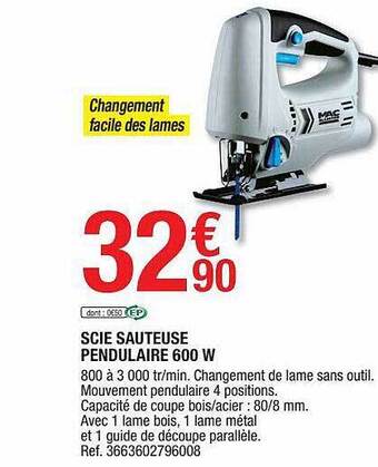 Brico Dépôt Scie Sauteuse Pendulaire 600 W offre