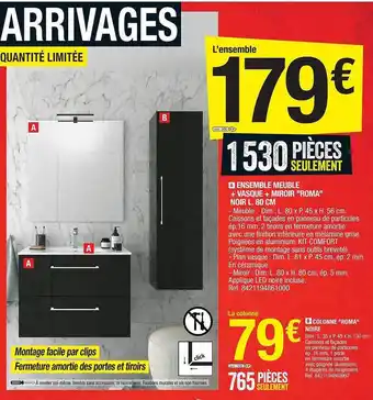 Brico Dépôt Ensemble Meuble + Vasque + Miroir offre