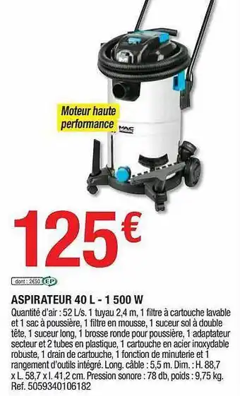 Aspirateur 40l - 1500 W