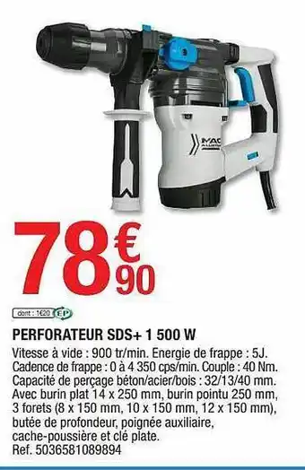 Brico Dépôt Perforateur Sds+ 1500 W offre