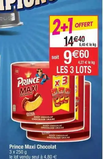 Cora x Carrefour Prince Maxi Chocolat Lu offre