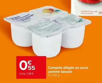 Carrefour Compote allégée en sucre pomme banane offre