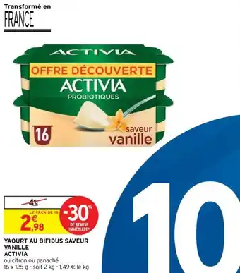 Intermarché ACTIVIA yaourt au bifidus saveur vanille offre