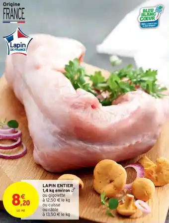 Intermarché Lapin entier 1,4 kg environ offre
