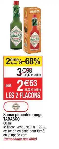 Cora x Carrefour Sauce Pimentée Rouge Tabasco offre