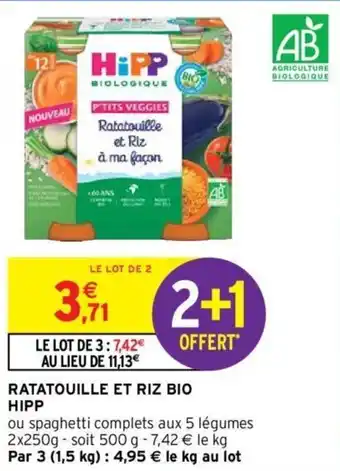 Intermarché HIPP ratatouille et riz bio offre