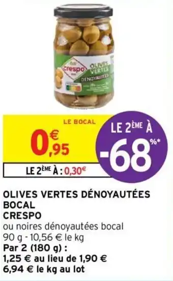 CRESPO olives vertes dénoyautées bocal