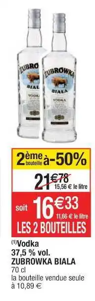 Cora x Carrefour Vodka 37,5% Vol. Zubrowka Biola offre