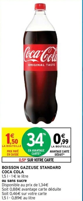 Intermarché COCA-COLA boisson gazeuse standard offre