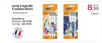Office Depot Lot De 3 Stylos Bic 4 Couleurs Décors offre