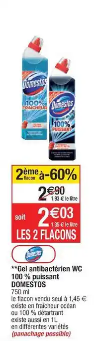 Cora x Carrefour Gel Antibactérien Wc 100% Puissant Demostos offre