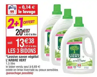 Cora x Carrefour Lessive Savon Végétal L'arbre Vert offre