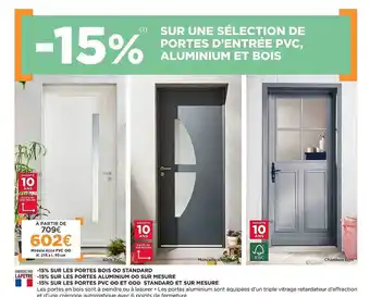 Lapeyre Portes D'entrée Pvc, Aluminium Et Bois offre