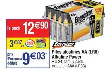 Cora x Carrefour Piles Alcalines Aa (lr6) Alkaline Power Energizer offre