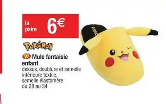 Cora x Carrefour Mule Fantaisie Enfant Pokémon offre