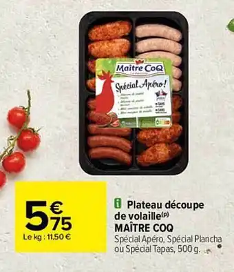Carrefour Plateau Découpe De Volaille Maître Coq offre