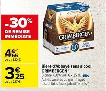 Carrefour Bière D'abbaye Sans Alcool Grimbergen offre