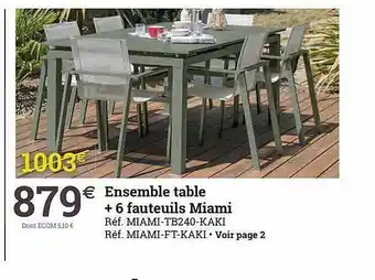 Espace emeraude Ensemble Table + 6 Fauteuils Miami offre