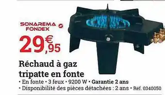 Espace emeraude Réchaud à Gaz Tripatte En Fonte offre