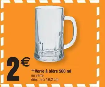 Cora x Carrefour Verre à Bière 500 Ml offre