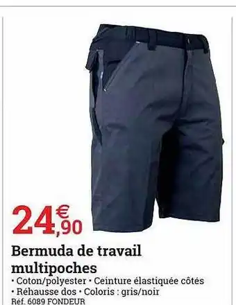 Espace emeraude Bermuda De Travail Multipoches offre