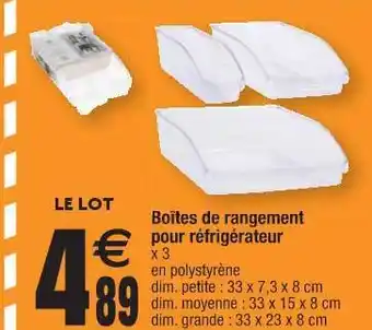 Cora x Carrefour Boîtes De Rangement Pour Réfrigérateur offre