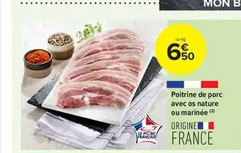 Carrefour Contact Poitrine De Porc Avec Os Nature Ou Marinée offre