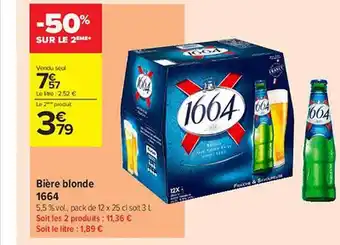 Carrefour Contact Bière Blonde 1664 offre