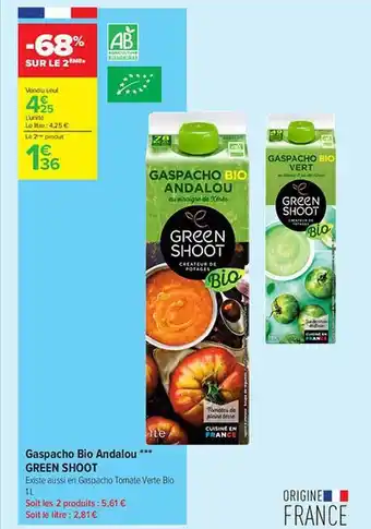 Carrefour Contact Gaspacho Bio Andalou Green Shoot offre