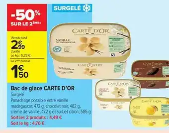 Carrefour Contact Bac De Glace Carte D'or offre