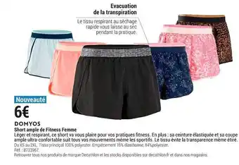 Decathlon Domyos Short Ample De Fitness Femme offre