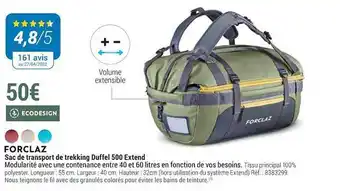 Decathlon Forclaz Sac De Transport De Trekking Duffel 500 Extend offre
