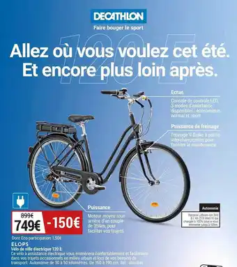 Decathlon Elops Vélo De Ville électrique 120e offre
