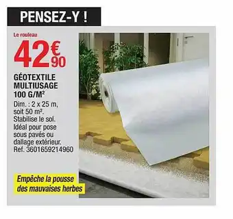 Brico Dépôt Géotextile Multiusage 100 G-m² offre