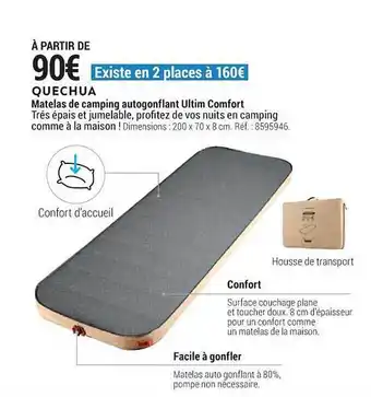 Decathlon Quechua Matelas De Camping Autogonflant Ultim Comfort offre