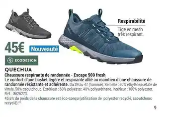 Decathlon Quechua Chaussure Respirante De Randonnée - Escape 500 Fresh offre