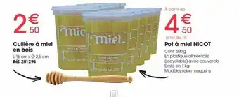 Brico Pro Cuillère à Miel En Bois, Pot à Miel Nicot offre