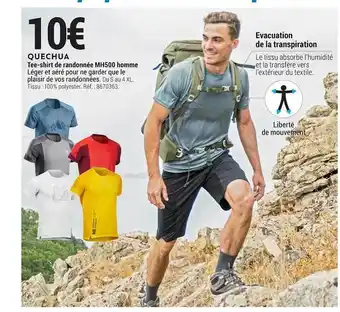 Decathlon Quechua Tee-shirt De Randonnée Mh500 Homme offre
