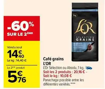 Carrefour Café Grains L'or offre