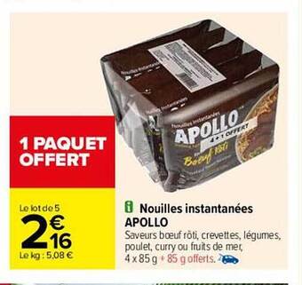 Carrefour Nouilles Instantanées Apollo offre